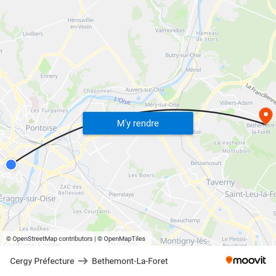 Cergy Préfecture to Bethemont-La-Foret map