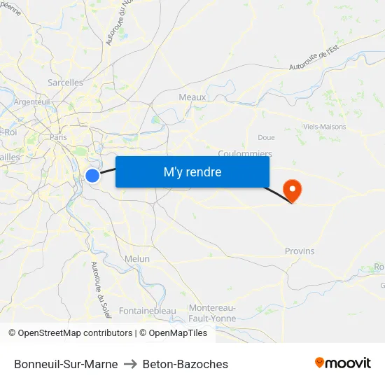 Bonneuil-Sur-Marne to Beton-Bazoches map