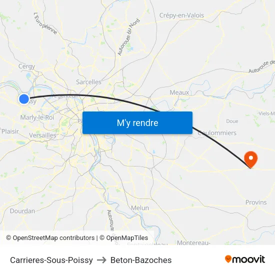 Carrieres-Sous-Poissy to Beton-Bazoches map