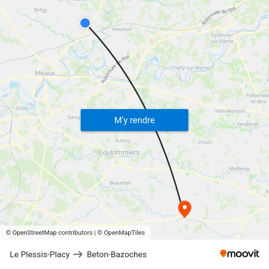 Le Plessis-Placy to Beton-Bazoches map