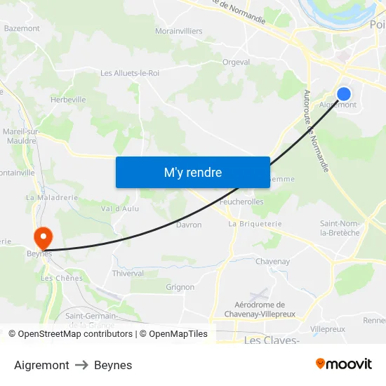 Aigremont to Beynes map