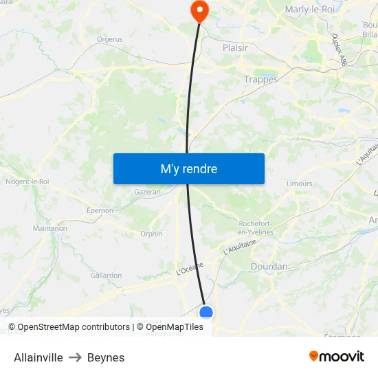Allainville to Beynes map