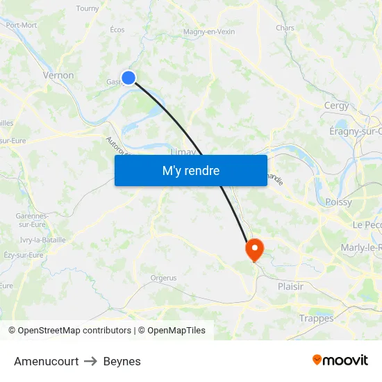 Amenucourt to Beynes map