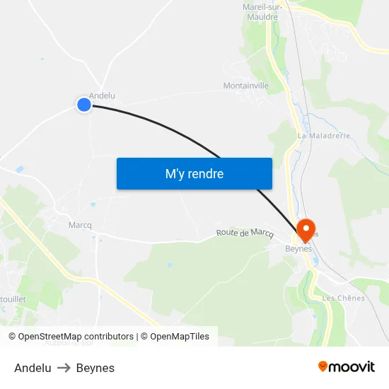 Andelu to Beynes map