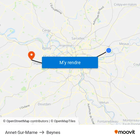 Annet-Sur-Marne to Beynes map