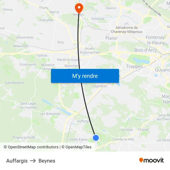 Auffargis to Beynes map