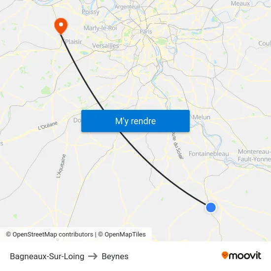 Bagneaux-Sur-Loing to Beynes map