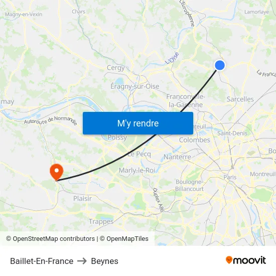 Baillet-En-France to Beynes map