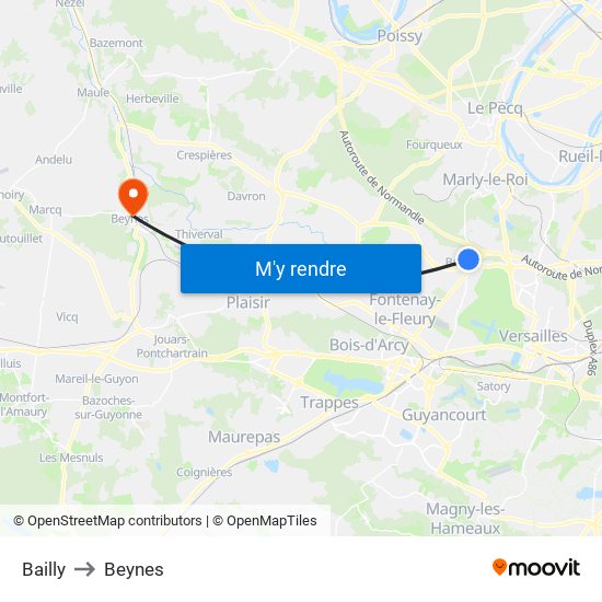 Bailly to Beynes map