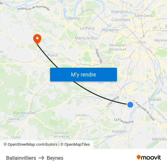 Ballainvilliers to Beynes map