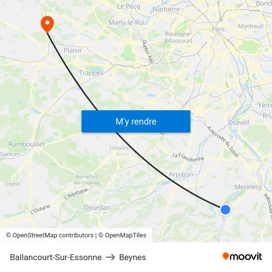 Ballancourt-Sur-Essonne to Beynes map