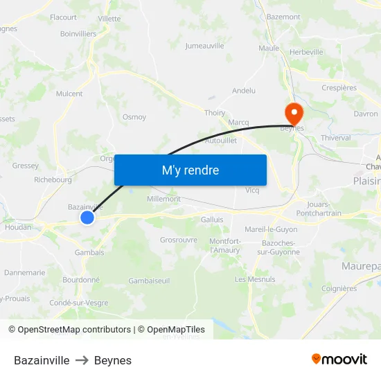 Bazainville to Beynes map