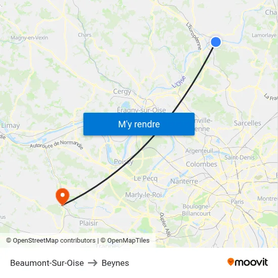 Beaumont-Sur-Oise to Beynes map