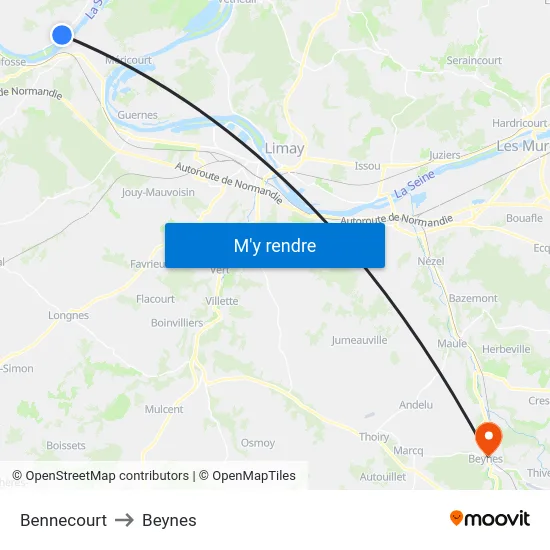 Bennecourt to Beynes map