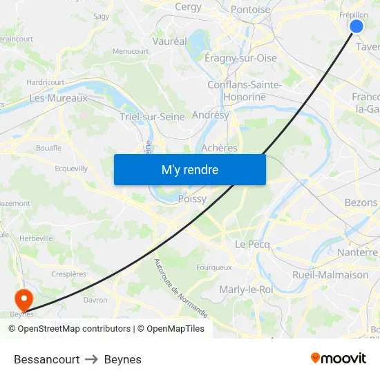 Bessancourt to Beynes map