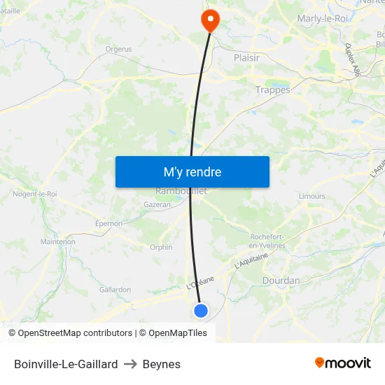 Boinville-Le-Gaillard to Beynes map