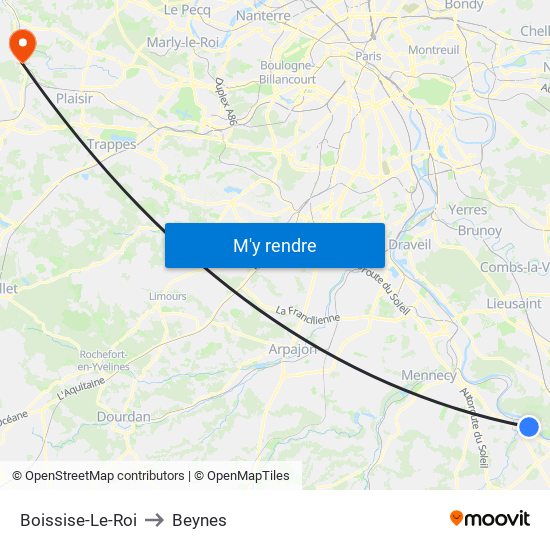 Boissise-Le-Roi to Beynes map