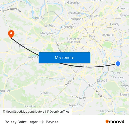 Boissy-Saint-Leger to Beynes map