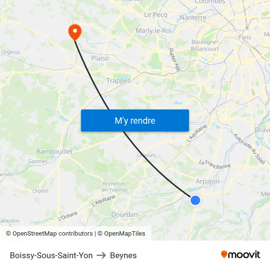 Boissy-Sous-Saint-Yon to Beynes map