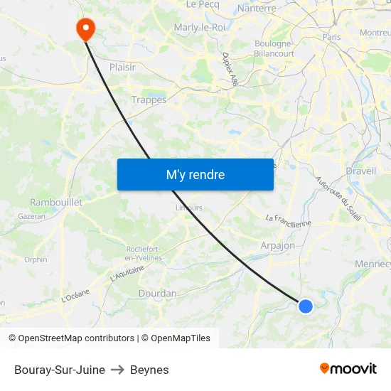 Bouray-Sur-Juine to Beynes map