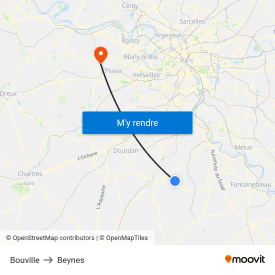 Bouville to Beynes map