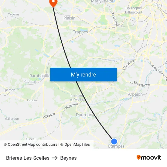 Brieres-Les-Scelles to Beynes map