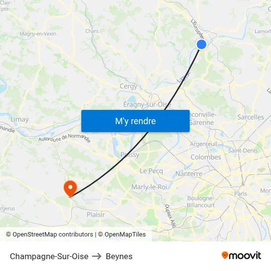 Champagne-Sur-Oise to Beynes map