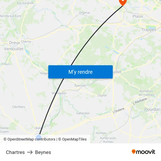 Chartres to Beynes map