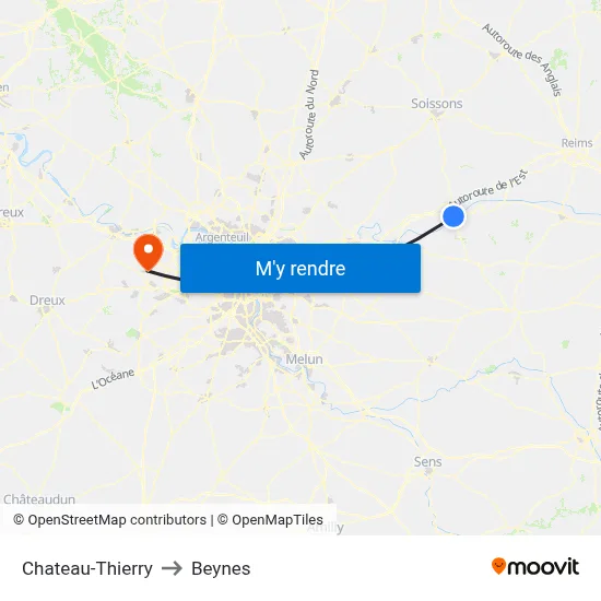 Chateau-Thierry to Beynes map