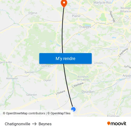 Chatignonville to Beynes map