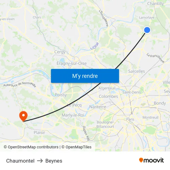 Chaumontel to Beynes map