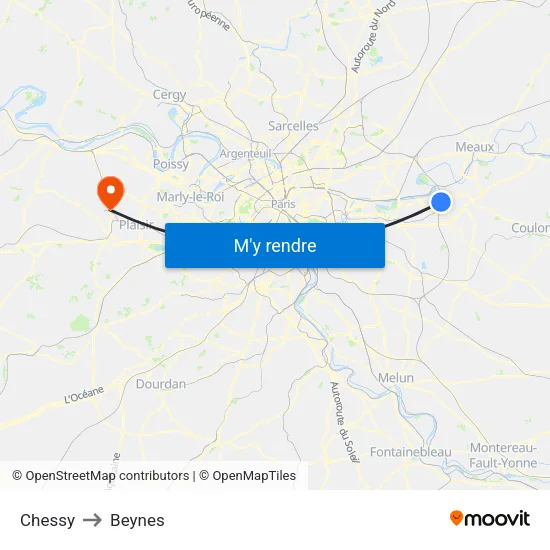 Chessy to Beynes map