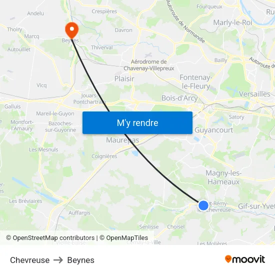 Chevreuse to Beynes map