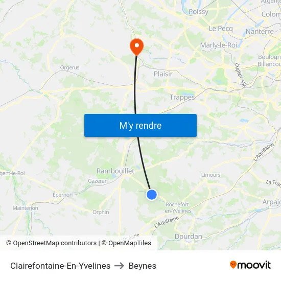 Clairefontaine-En-Yvelines to Beynes map