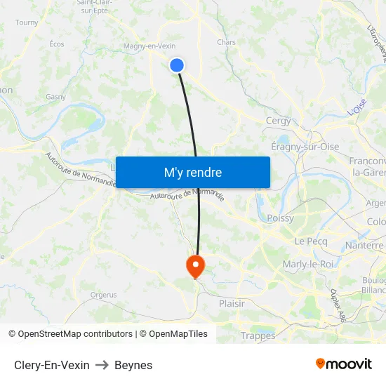 Clery-En-Vexin to Beynes map