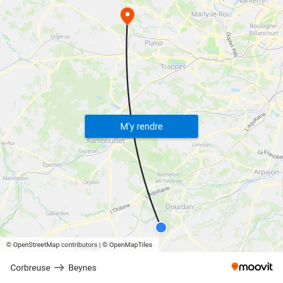 Corbreuse to Beynes map