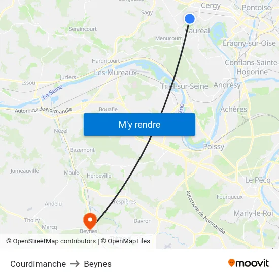 Courdimanche to Beynes map