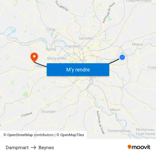 Dampmart to Beynes map