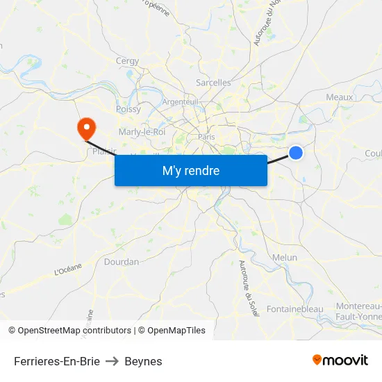 Ferrieres-En-Brie to Beynes map