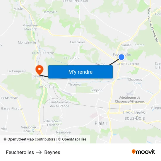 Feucherolles to Beynes map