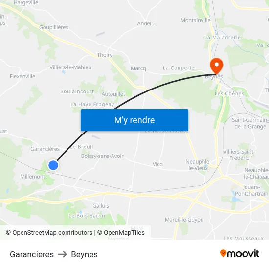 Garancieres to Beynes map