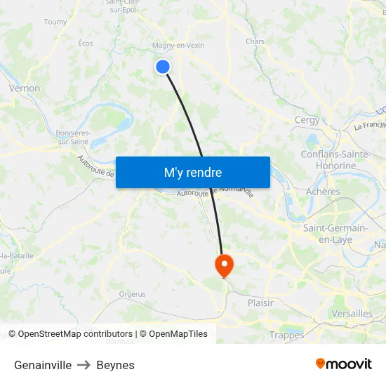 Genainville to Beynes map
