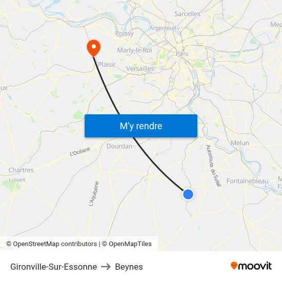Gironville-Sur-Essonne to Beynes map