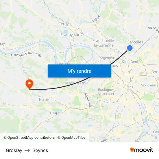 Groslay to Beynes map