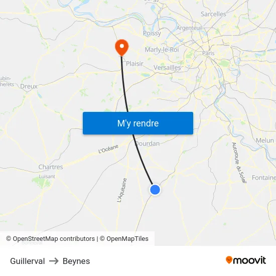 Guillerval to Beynes map