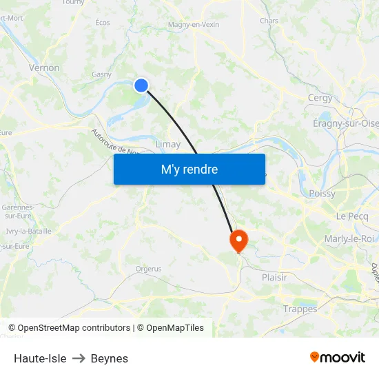 Haute-Isle to Beynes map