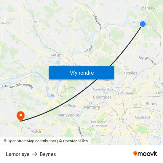 Lamorlaye to Beynes map