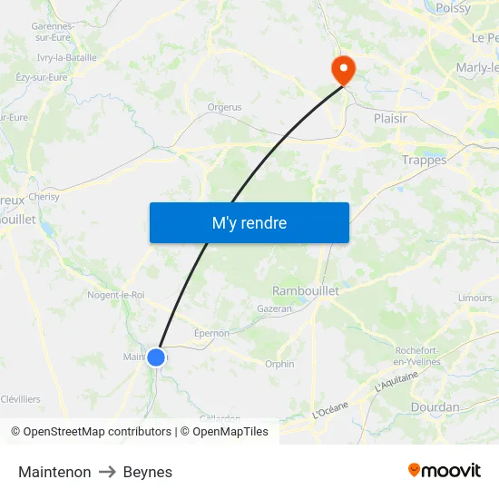 Maintenon to Beynes map