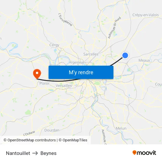 Nantouillet to Beynes map