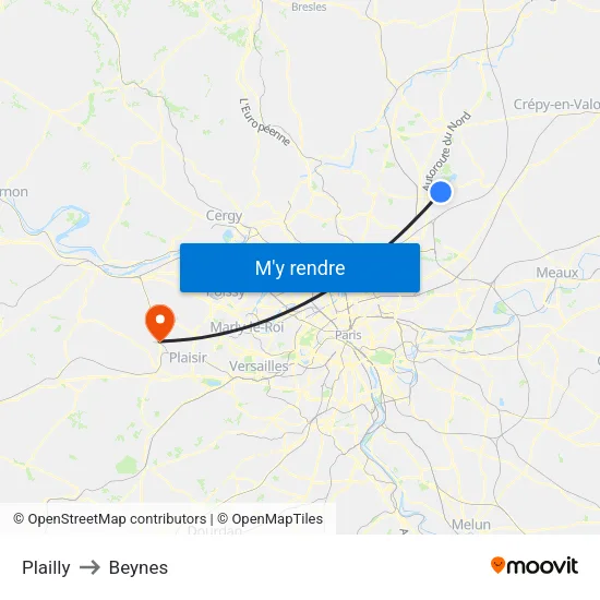 Plailly to Beynes map